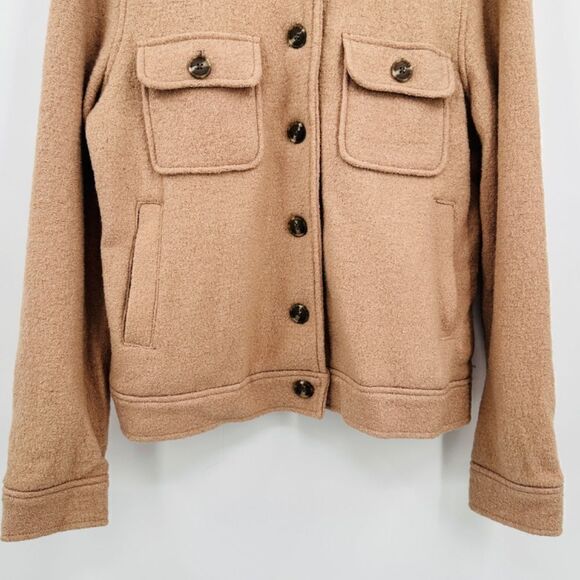 Joie Size Medium Tan Wool Long Sleeve Button Front Shackle Jacket Coat - Picture 4 of 6